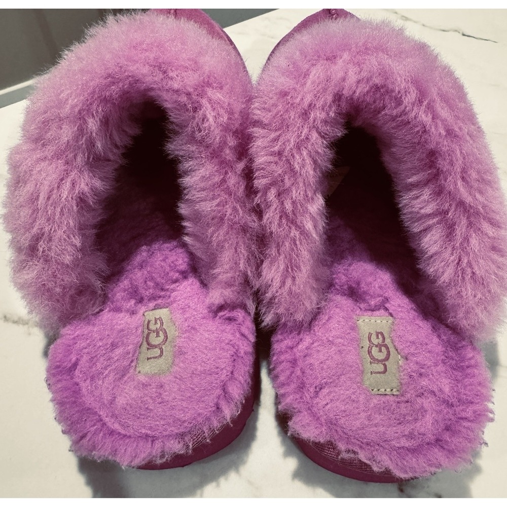 UGG Shearling Cozy Pink Slippers Size 6 Slip On Excellent Condition Clean - Picture 4 of 7
